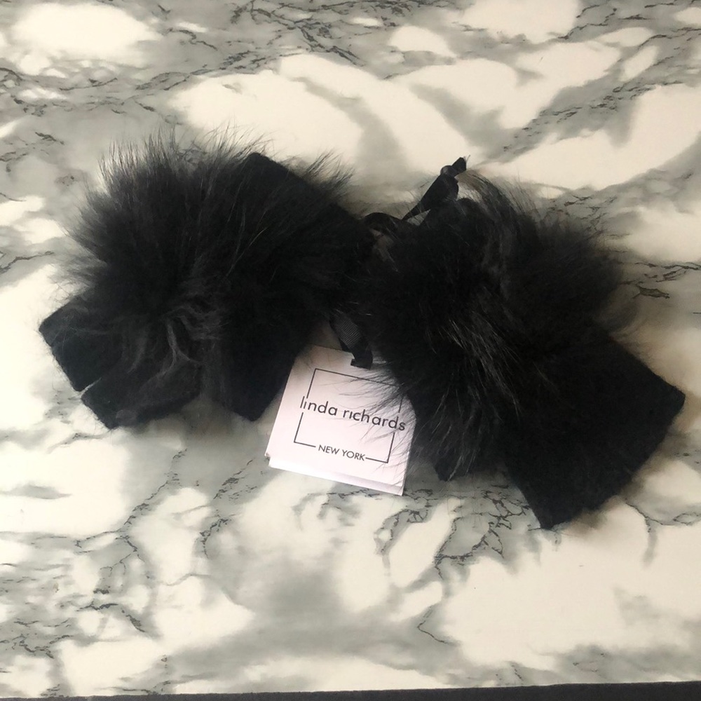 Linda Richard angora fingerless gloves.